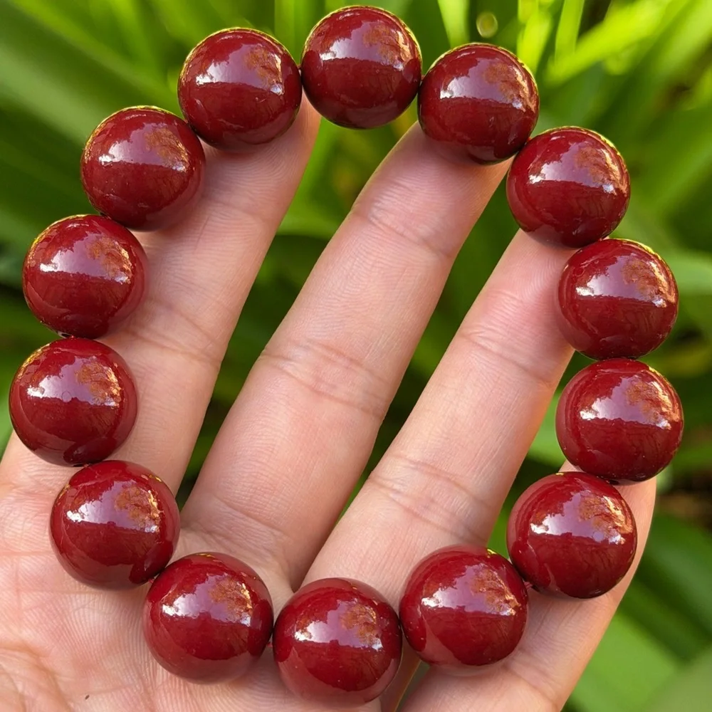 16mm‎ stretchable cinnabar bracelet 0872